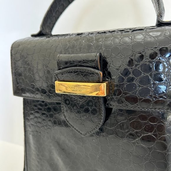 Salvatore Ferragamo Vintage Faux Lizard Shoulder Bag - Picture 2 of 14